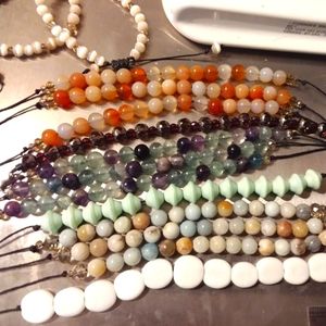 Natural Boho Beautiful Handmade stone bead bracelet adjustable size to fit most